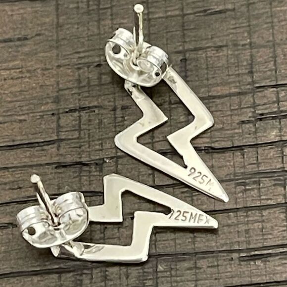 Boho Sol Sterling Silver Bolt Earrings - Picture 3 of 4
